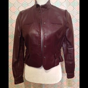 Berman's burgundy leather moto style jacket.